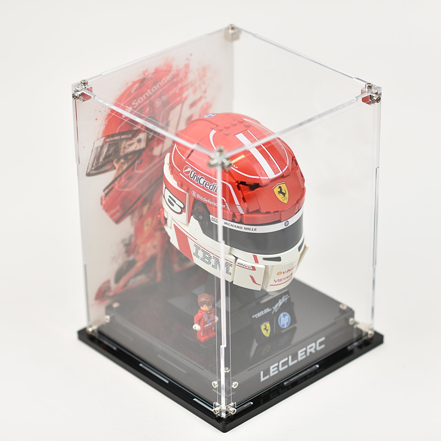 Acrylic Display Case Compatible with LEGO® Scuderia Ferrari HP Charles Leclerc Helmet (43014)