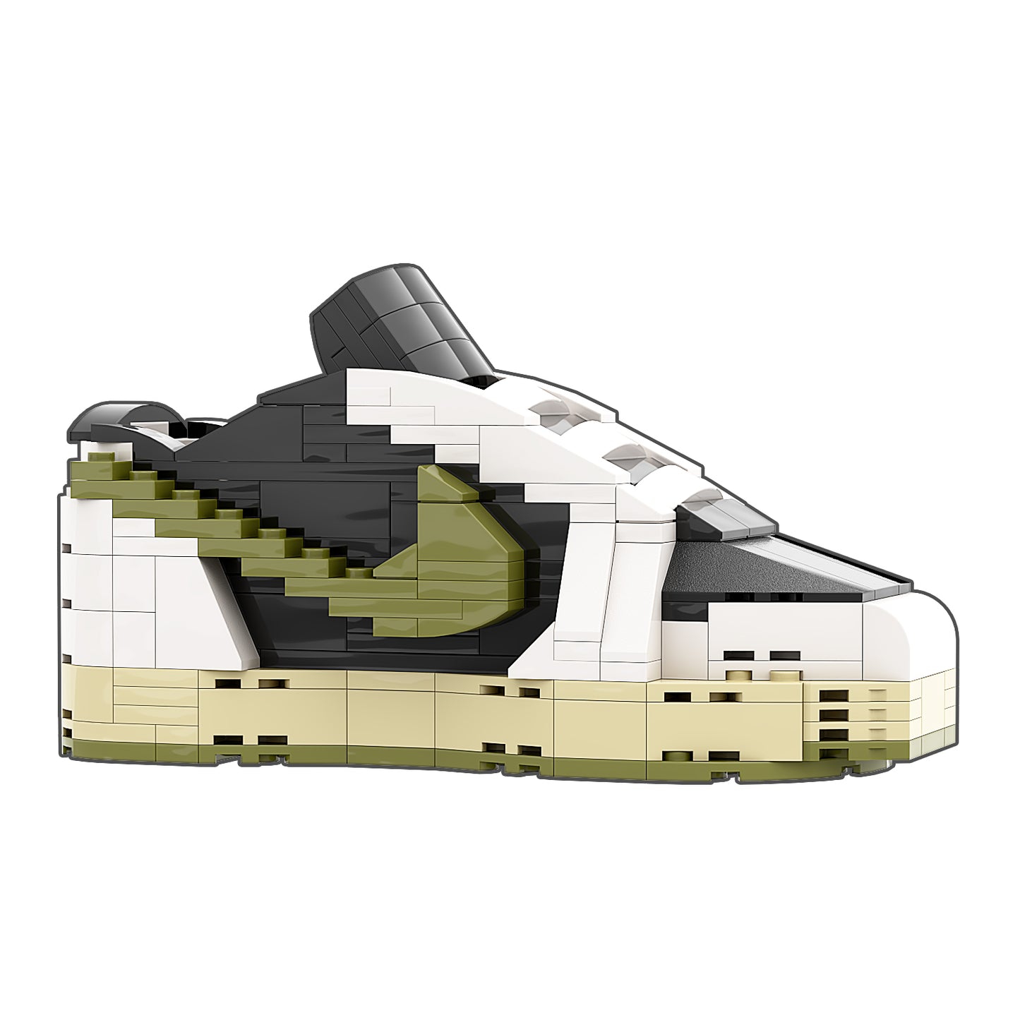 REGULAR "AJ1 Travis Scott Olive Low" Sneaker Bricks with Mini Figure