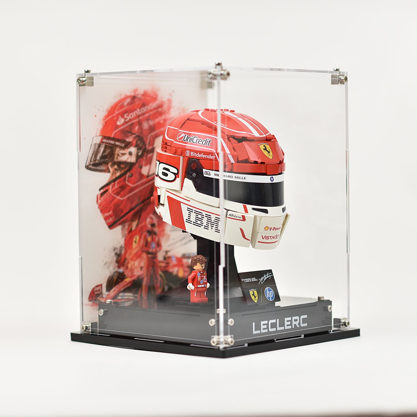 Acrylic Display Case Compatible with LEGO® Scuderia Ferrari HP Charles Leclerc Helmet (43014)