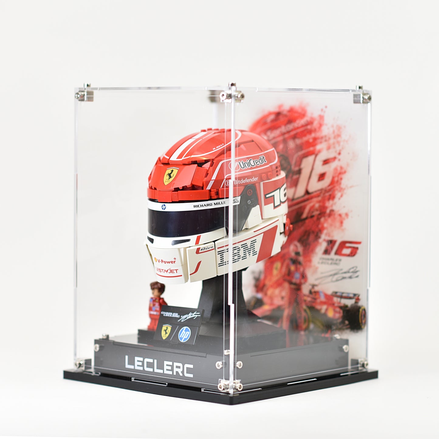 Acrylic Display Case Compatible with LEGO® Scuderia Ferrari HP Charles Leclerc Helmet (43014)