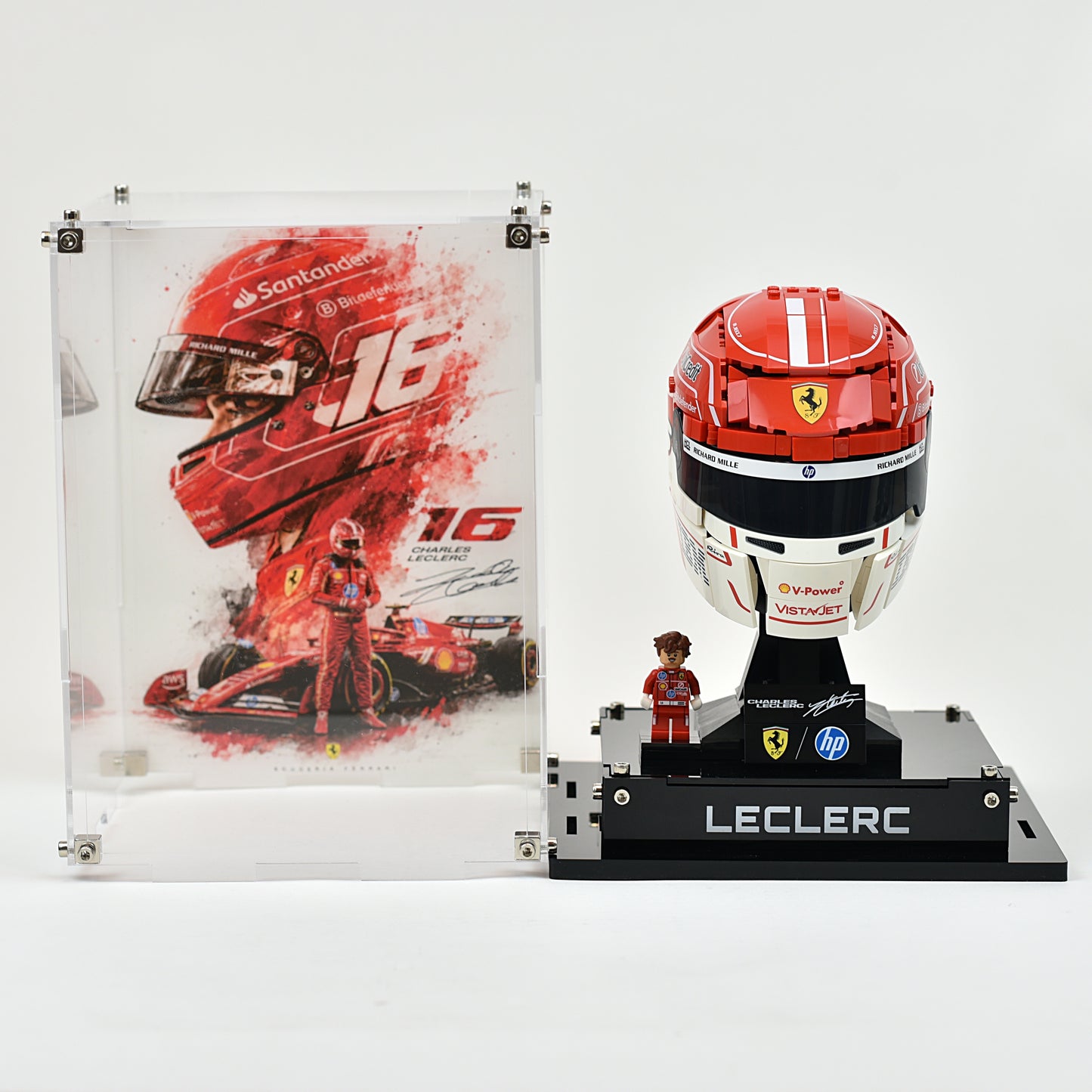 Acrylic Display Case Compatible with LEGO® Scuderia Ferrari HP Charles Leclerc Helmet (43014)