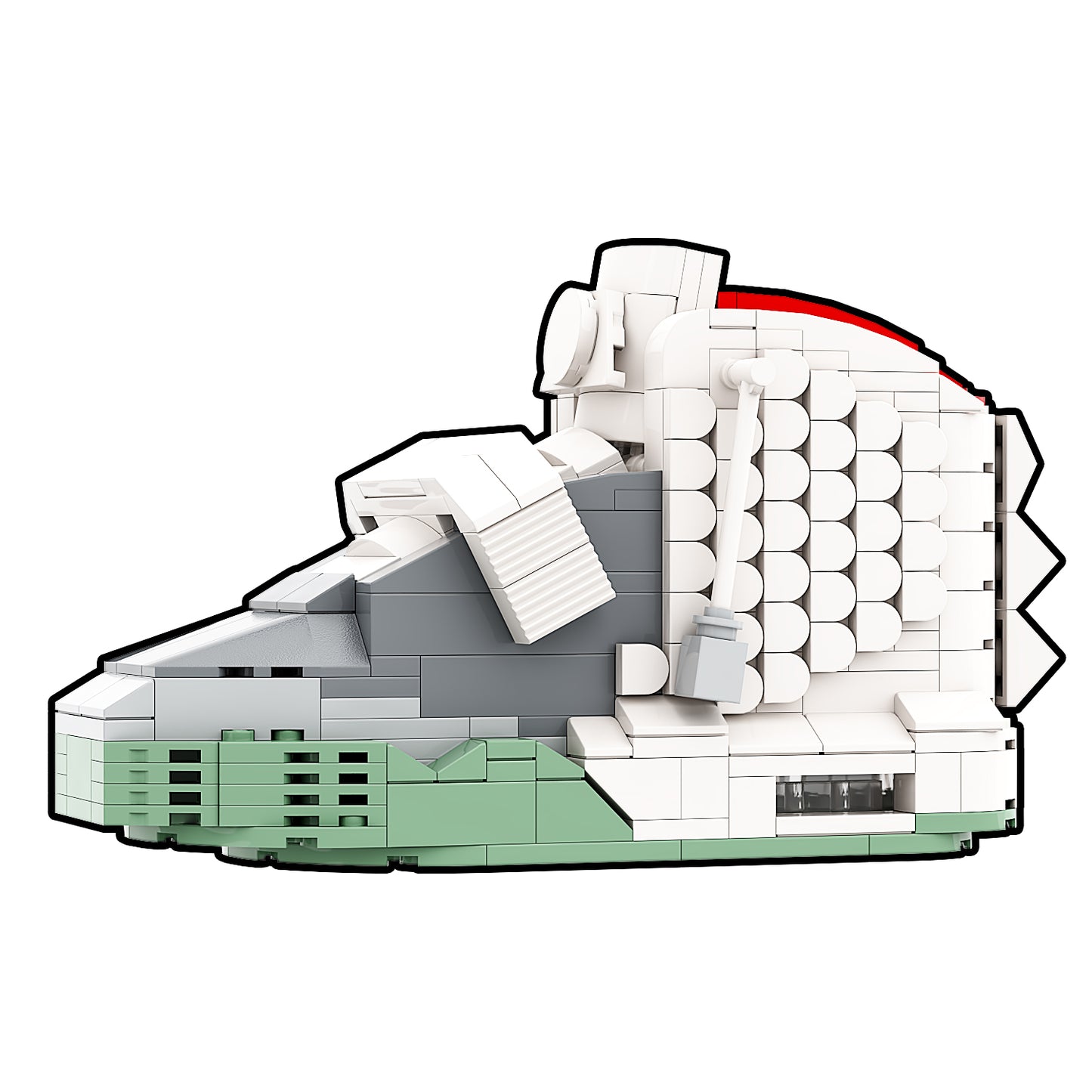 REGULAR  "Yeezy Platinum" Sneaker Bricks with Mini Figure