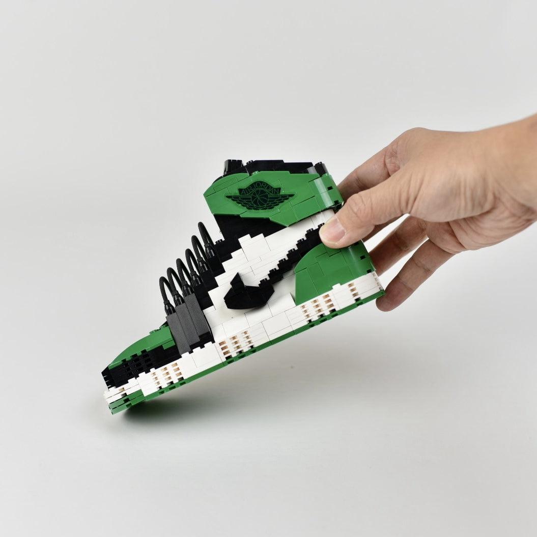 LARGE AJ1 "Pine Green" Sneaker Bricks Sneaker 3D Puzzle Building Toy with Mini Figure