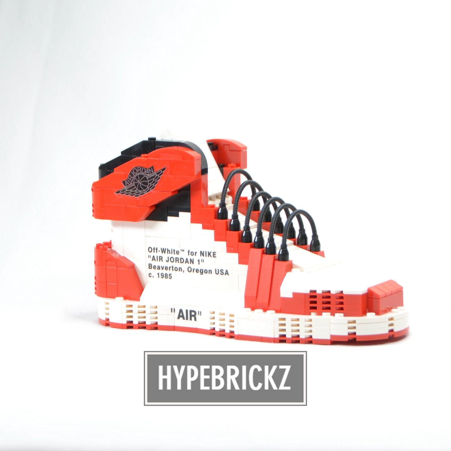 LARGE AJ1 "Off-White Chicago" Sneaker Bricks Sneaker 3D Puzzle Building Toy with Mini Figure