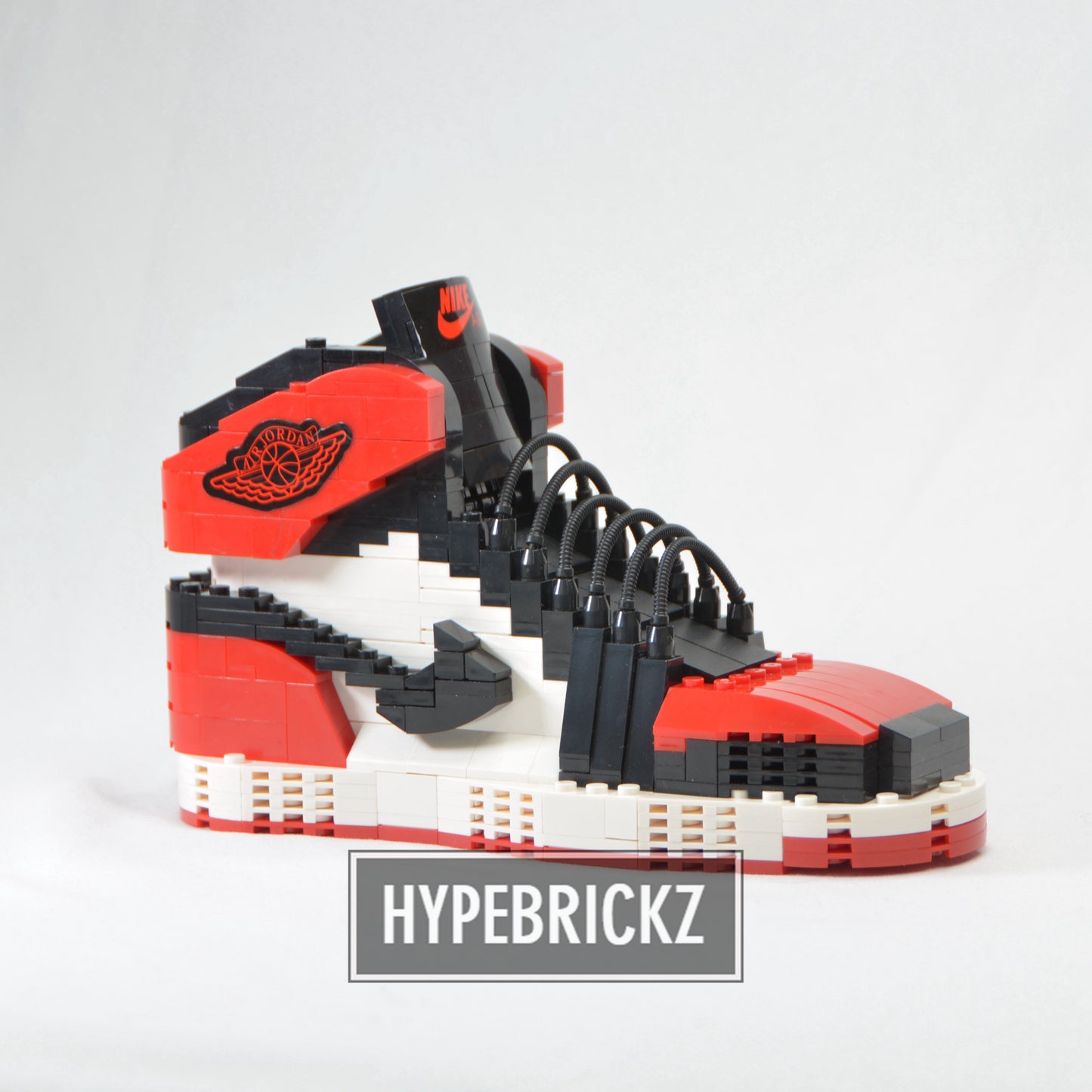 LARGE AJ1 "Bred Toe" Sneaker Bricks Sneaker 3D Puzzle Building Toy with Mini Figure