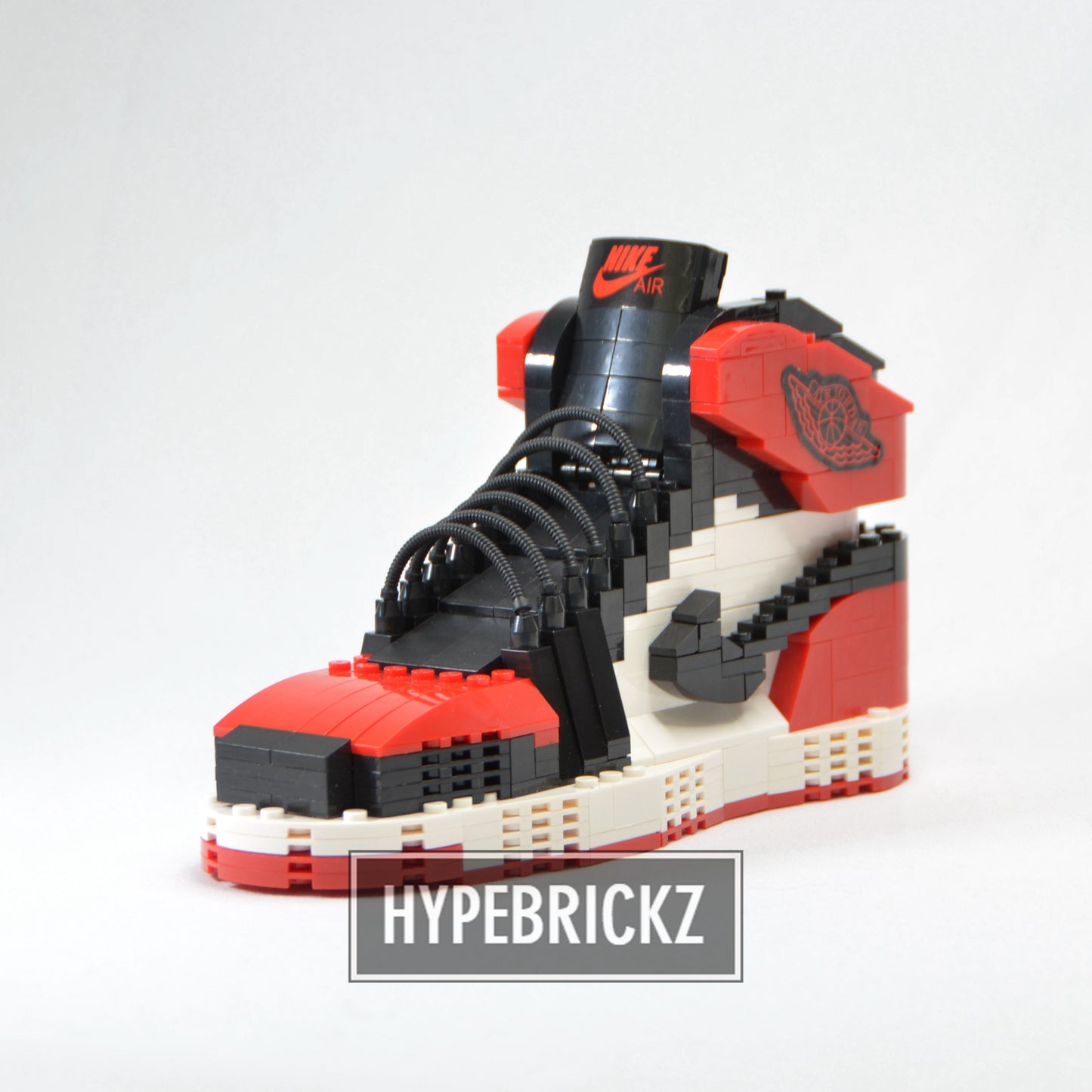 LARGE AJ1 "Bred Toe" Sneaker Bricks Sneaker 3D Puzzle Building Toy with Mini Figure
